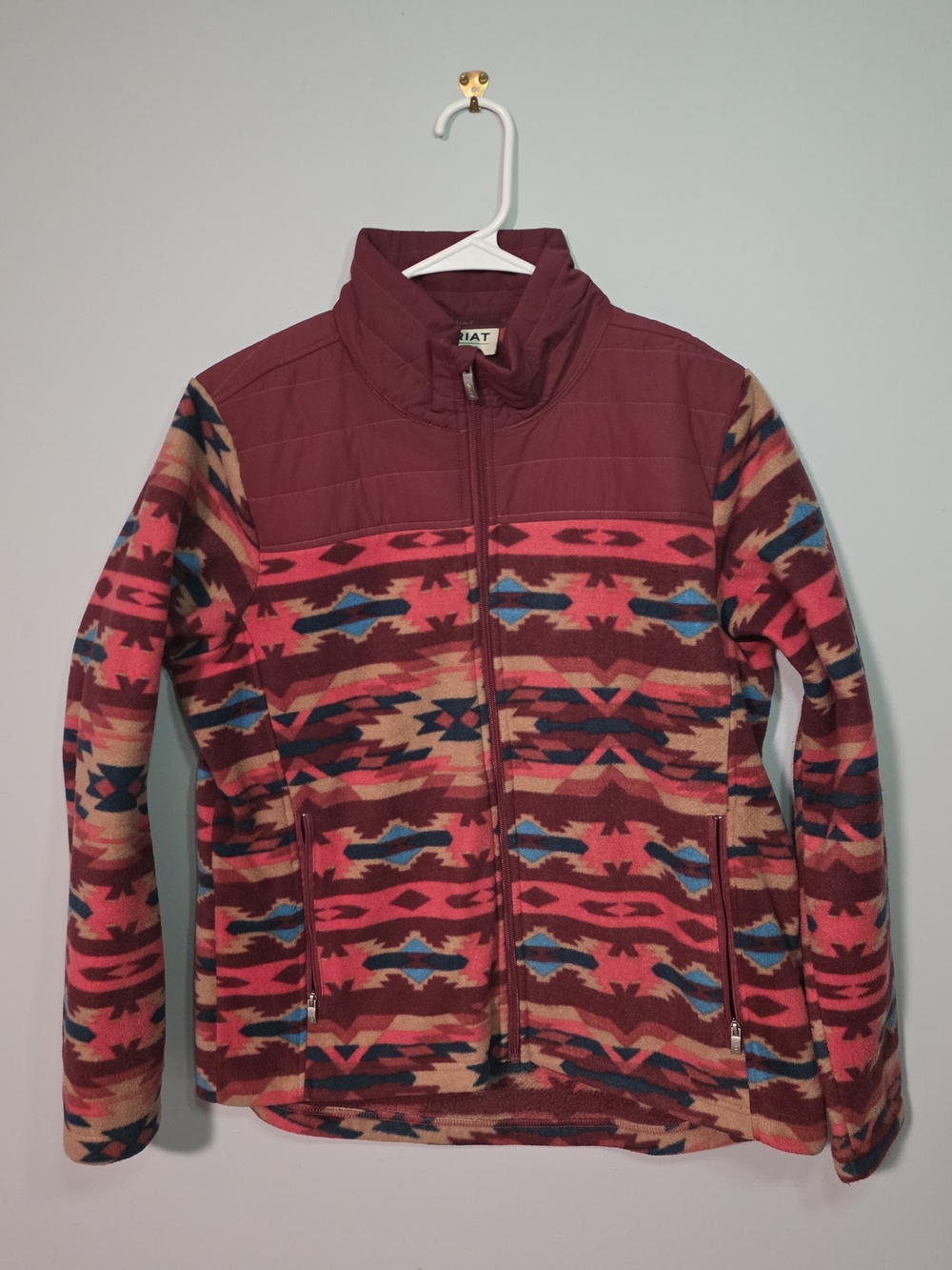 Ariat REAL Prescott Fleece Jacket L Campfire Aztec Southwestern Full Zip